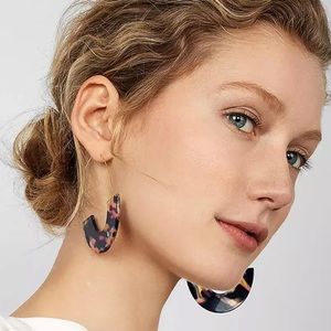 Maryn Resin Crescent Hoop Earrings in Tortoise